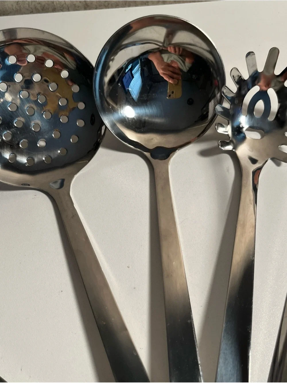 Stainless Steel Cooking Utensils Set Polished Finish Slotted, Ladle, Pasta, 7 Pc